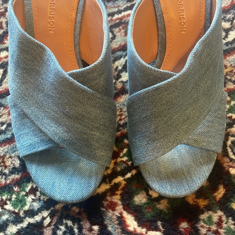 SIGERSON MORRISON - Rhoda blue cross heeled sandals size 7 - Picture 4 of 6